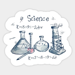 "Galactic Science Whimsy: Kids' Pencil Sketch" - Funny Science Nerd Sticker